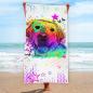 Preview: Badehandtuch Sunny – Popart-Hundemotiv, 75x165 cm, 100 % Polyester, weich & schnelltrocknend, Golden Retriever